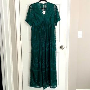 Lace Mesh Overlay Maternity Maxi Dress